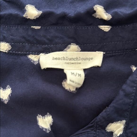 Beach Lunch Lounge Navy and White drop waist Sleeveless Dress with Heart Pattern - Picture 5 of 5